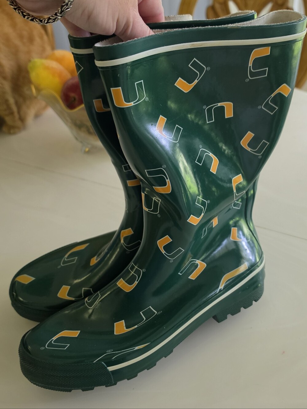 Cambou Rain Boots Collegiate Edition University Of Miami Womens 10